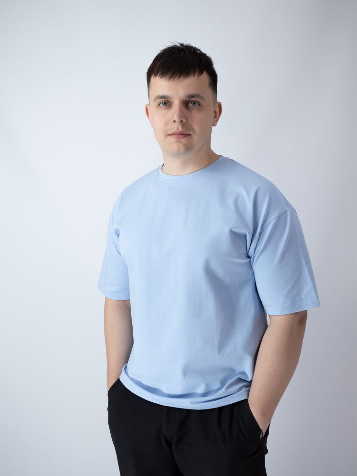 Футболка чоловіча oversize блакитна
