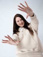Худі жіноче тепле на флісі Кокон бежевий