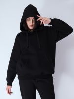 Худи женское теплое на флисе Кокон черное