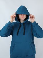 Худи женское теплое на флисе Кокон синее