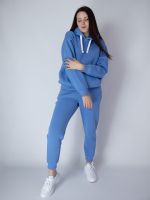 Теплые женские штаны на флисе спортивные Кокон голубые