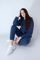 Худи женское теплое на флисе Кокон индиго